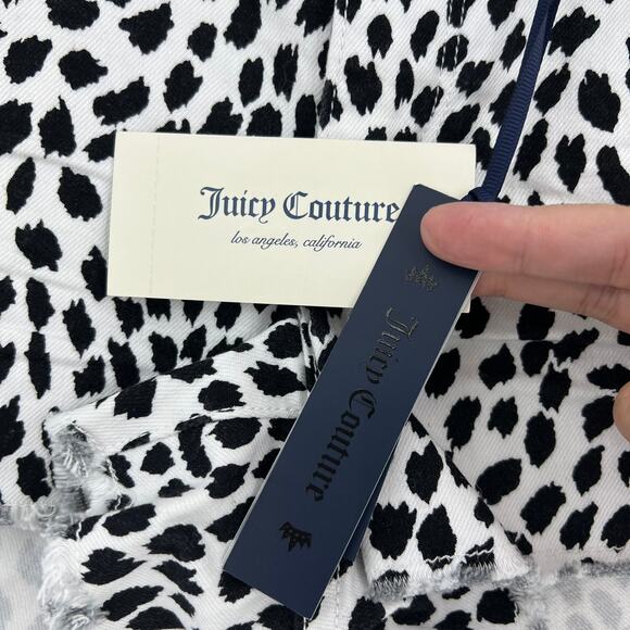 Juicy Couture (24) White Black Wild Cheetah Denim Micro Mini Shorts Cutoffs NWT - Picture 10 of 11